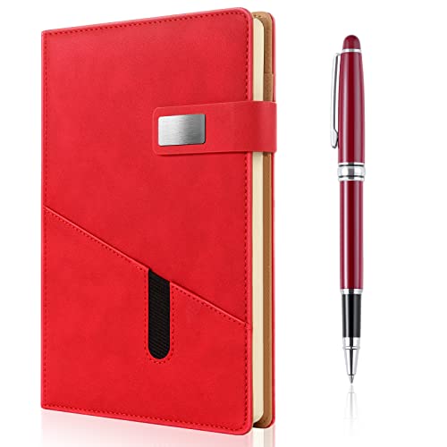 A5 Blank Journal Notebook, Refillable Hardcover Leather Sketchbook with Pocket and Magnetic Buckle, 240 Pages Travel Sketchbook for Drawing and Writing, 80gsm Unlined Journal for Men and Women - Red - color: Red, size: A5 Blank Paper