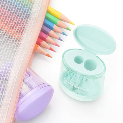 Tamaki 4 Pack Pencil Sharpeners Manual Dual Holes Compact Colored Handheld Pencil Sharpener for Kids, School, Office