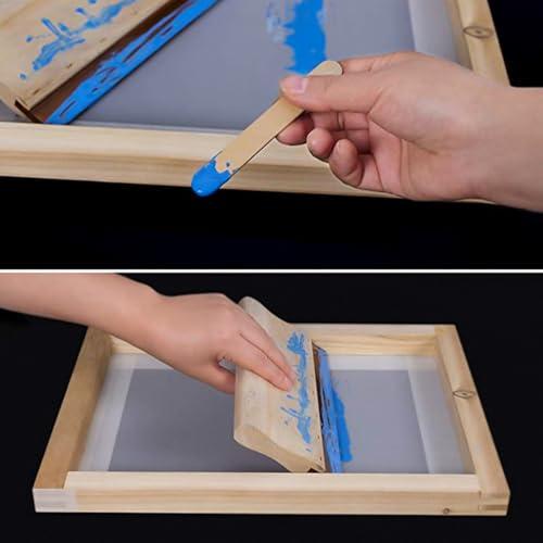 WOFASHPURET 19pcs Screen Printing Kit DIY Printing Tools Inkjet Transparency Film Mask Tape Reusable Wood and Plastic Squeegees Paint Projects Random Color