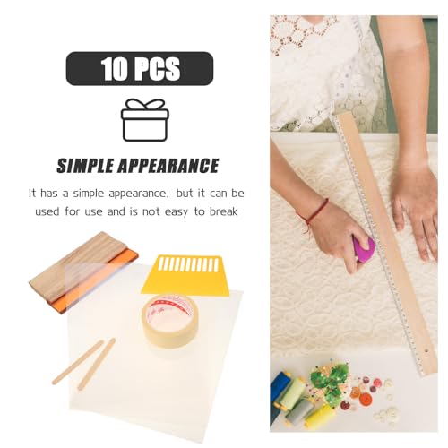 FRCOLOR Screen Printing Starter Kit 10pcs DIY Ink Squeegee Set with Scraper Tools for Handmade Silk Screen Printing Craft Supplies