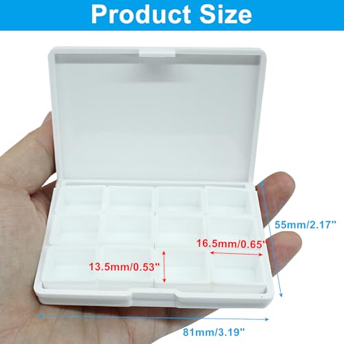 Piutouyar Portable Paint Palette Box, 12 Wells Watercolor Folding Palette Box with Lid for Watercolor