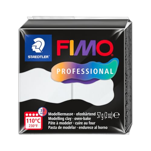 STAEDTLER Polymer Modelling Clay - FIMO Professional - Oven Bake Clay - White, 57g - 1 Block, 8040-0 - color: White