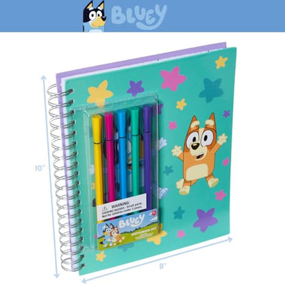 Bluey Sketchbook for Kids with Washable Markers, 86 Blank Pages Spiral Bound, Turquoise - color: Blueey