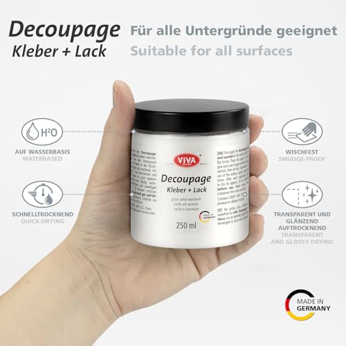 Viva Decor Decoupage Glue & Varnish, 8.45 oz, Clear