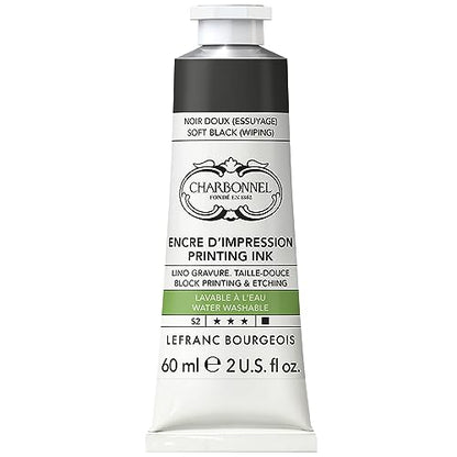 Lefranc Bourgeois Charbonnel Professional Printing Waterwashable Ink, 60ml (2-oz) Soft Black - color: Soft Black, style: 60ml (2-oz)