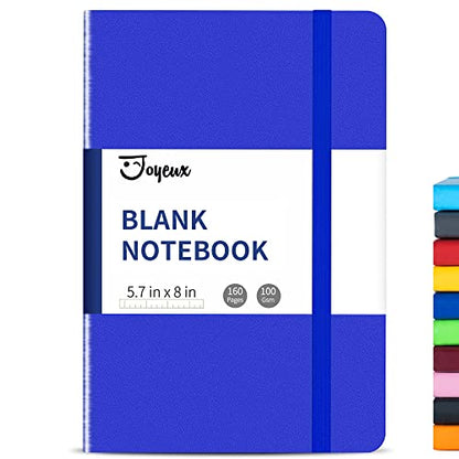 JOYEUX Blank Journal Notebook, A5, 160 Pages 100 Gsm Thick Sketch Books Hardcover Journal for Writing, 5.7 inches x 8 inches Notebooks for Work (Navy) - color: Navy