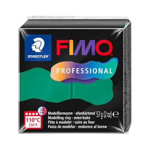 STAEDTLER Polymer Modelling Clay - FIMO Professional - Oven Bake Clay - True Green, 57g - 1 Block, 8040-500 - color: True Green