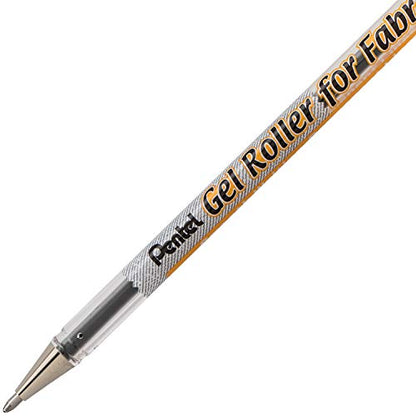Pentel Arts Gel Roller for Fabric, (1.0mm) Bold Lines, Permanent, Black Ink, Pack of 2 (BN15BP2A)
