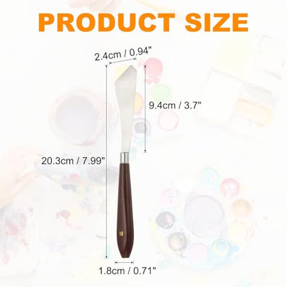 HARFINGTON 2pcs Palette Knife Painting Tool 3.7" x 0.94" Stainless Steel Art Spatula Pallet Knives Scrapers Tools with Plastic Handle for Acrylic Oil Canvas Mixing Spreading, Red/Silver