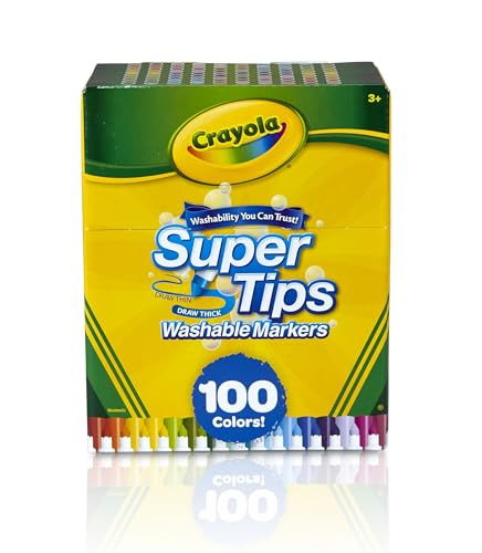 Crayola Super Tips Marker Set (100ct), Fine Point Washable Markers, Teacher Must Haves, Back to School Supplies for Kids & Adults, Art Supplies, Ages 3+ - size: 1 Count (Pack of 1)