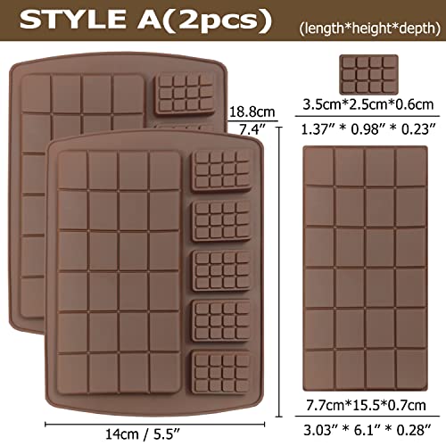6 boards (42 pcs) Chocolate Mold, VEINARDYL Silicone Break-Apart Waffle Molds, Non-Stick Thick Protein and Energy Bar Mold for Fondant Candy Wax Melt DIY Handmade Gifts