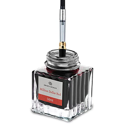 Dryden Designs Ink Bottle for Fountain Pen | Luxury Edition, Smooth Flow, Compact Designed 50ml Million Dollar Red - color: Red [Million Dollar Red] Ink Bottle
