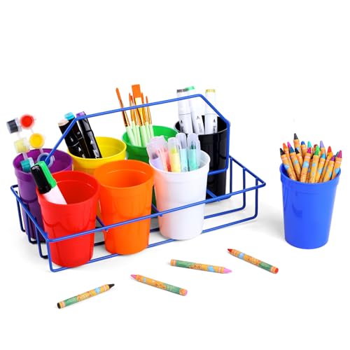 Teenyyou 1 Set Classroom Marker Caddy and Stand Sets Mental Marker Caddy Art Supplies Organizer Portable Organzier for Classroom Crayons Pencils Paint Brushes Items (Vibrant Colors) - color: Vibrant Colors