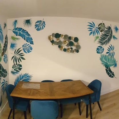 Large Leaf Stencils for Painting on Walls Fern Palm Stencil Tropical Leaves Wall Stencils for Crafts Furniture Wood Fabrics - style: Tropical Leaf