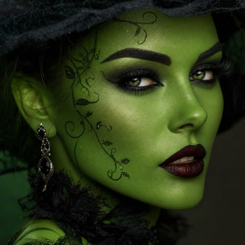 Black White Green Face Paint Sticks Waterproof Eye Black Smooth Smudge-proof Body Paint High Pigment for Sports Event Halloween SFX Makeup Forest Creature Goblin and Nature Themed Looks - color: Black White Green