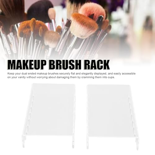 Zunate 2PCS Clear Acrylic Makeup Brush Holder & Drying Rack, 8-Slot Horizontal for Vanity, Paint Brushes, Pens, Eyeliners