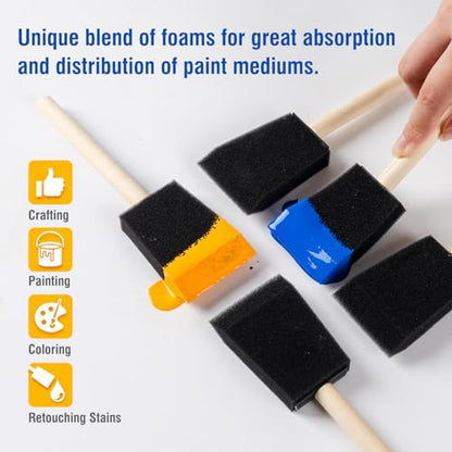 Foam Paint Brushes, 2 Inch, 48 Pack, Sponge Bruhses for Painting, Craft Paint Sponges Set, Foam Brushes Bulk, Sponge Paint Brushes for DIY, Staining, Black - size: 2 inch, 48 pack