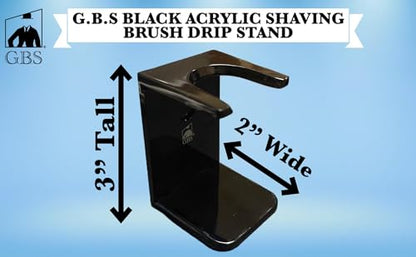 G.B.S Black Acrylic Shaving Brush Drip Stand Compatible with Brushes 19 mm Knot to 26, Black