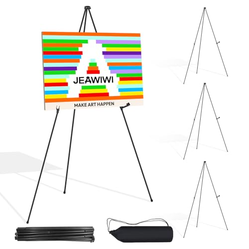 JEAWIWI 4PCS Black Easel Stand for Wedding Sign Stand, 66 Inch Adjustable Metal Easels for Display, Portable Folding Easel for Wedding, Display Show, Arts, Poster with Portable Bags - color: Black, size: 4 PCS