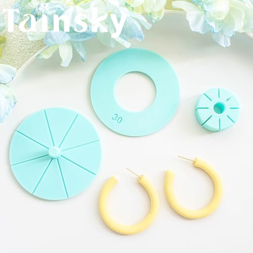 Tainsky Hoop Earring Guide Polymer Clay Cutter, 5 Sizes Round Hoop Earring Guide for Polymer Clay Earrings - color: Hoop Guide