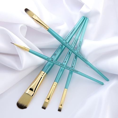 Royal & Langnickel Menta, 5pc Oval Wash Variety Brush Set for Acrylic Paints, Includes - Oval Wash, Filbert, Spotter, Chisel & Shader Brushes