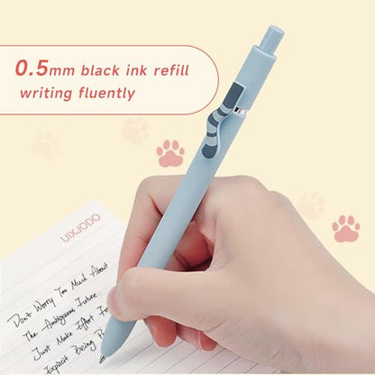 UIXJODO Cat Pens, 4 Pcs 0.5mm Cute Kawaii Black Ink Pens Fine Point Smooth Writing Pen, High-End Series Cat's Tail Retractable Pen for Journaling Note Taking (4 Pcs Cat) - color: 4 Pcs Cat