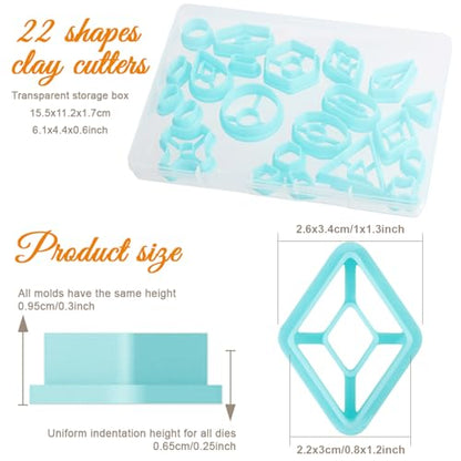 ORIGACH 22 Pcs Geometric Clay Cutters, Boho Studs Polymer Clay Cutters Set Different Geometrical Shapes for Earring Making - style: Basic Geometric