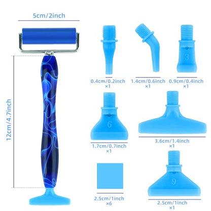 14 Pcs Diamond Art Pens Tools Set, 5D Diamond Painting Pens Kit with Metal Tip Roller and 6 Glue Clays, for Art Craft Nail, Blue