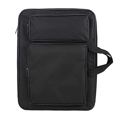 haozaikeji A3 Artist Portfolio Carrying Case Portable Draw Board Painting Pad Backpack Waterproof Heavy Duty Canvas Shoulder Bag Sketching Painting Art Supplies Carry Bag Black - color: Black