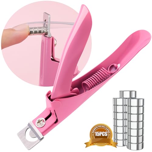 Light Pink Premium Nail Clippers with Magnets Sizers for Acrylic Nails, Artificial Fake Nail False Nail Tip Cutter Trimmer Manicure Pedicure Sharp Blade Clip Tool For Salon Home Art Beauty - color: Light Pink Metal With Magnets