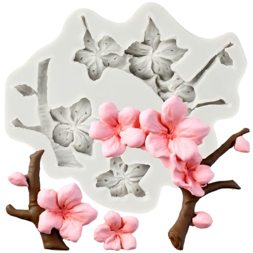 Plum Blossom Polymer Clay Molds Plum Blossom Branch Silicone Mold for DIY Crafts Epoxy Resin Casting Air Dry Polymer Clay Plaster Jewelry Making - color: Style D