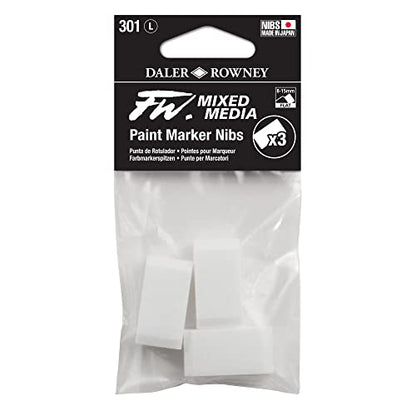Daler Rowney FW Mixed Media Paint Marker Nibs, Pack of 3, Large 8-15mm Flat nibs (D160323301) - style: 8-15MM Flat, Nibs