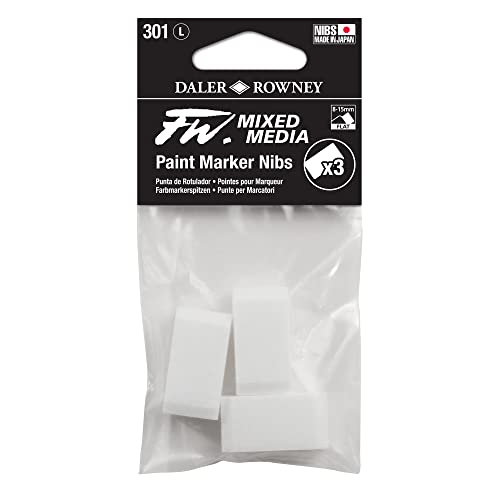 Daler Rowney FW Mixed Media Paint Marker Nibs, Pack of 3, Large 8-15mm Flat nibs (D160323301) - style: 8-15MM Flat, Nibs