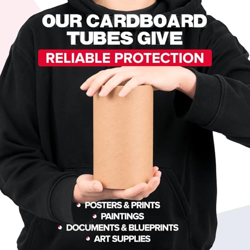 4" x 6" Heavy Duty Reinforced Kraft Paper Mailing Tube, Pack of 6 Tubes with 12 Caps – Secure USPS Approved Poster Tube – Made in USA Cardboard Tube for Shipping and Storing Posters, Prints, Artwork - size: 4" x 6", style: 2X Heavy-Duty