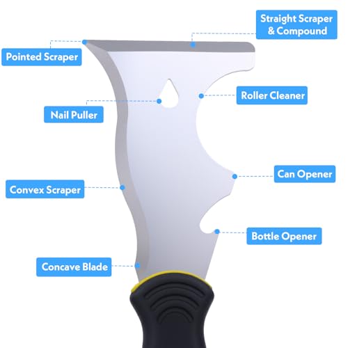 4PCS Stainless Steel 10 In 1 Multi Function Paint Scraper, Putty Knife, Taping Knife, Spackle Tool, Metal Scraper With Hammer End