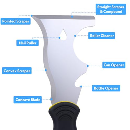 4PCS Stainless Steel 10 In 1 Multi Function Paint Scraper, Putty Knife, Taping Knife, Spackle Tool, Metal Scraper With Hammer End