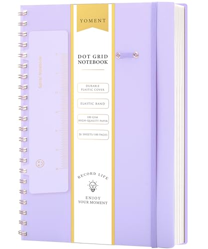 Yoment Bullet Dotted Journal Spiral Notebook 8.5 x 11 A4 Large Dot Grid Notebooks, 100 GSM Thick Dot Paper, Journaling Notebooks for Work School Sketching, A4 Purple - color: Purple, style: F - Dotted - A4