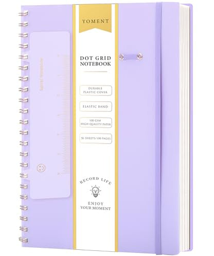 Yoment Bullet Dotted Journal Spiral Notebook 8.5 x 11 A4 Large Dot Grid Notebooks, 100 GSM Thick Dot Paper, Journaling Notebooks for Work School Sketching, A4 Purple - color: Purple, style: F - Dotted - A4