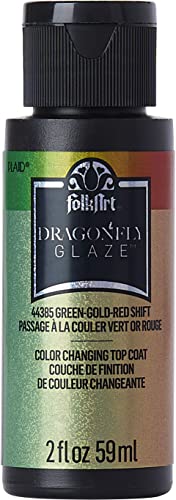 FolkArt Multi-Surface Dragonfly Glaze Multi-Surface Paint (2 oz), 44385, Green-Gold-Red - color: Green-Gold-Red