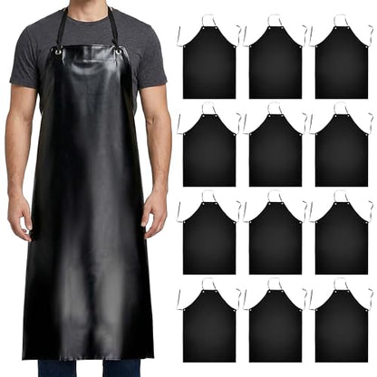 Xpose Safety Heavy Duty Vinyl Waterproof Aprons, White - For Home, Industrial and Commercial Use - Chemical Resistant - color: Black, style: 12 Pack