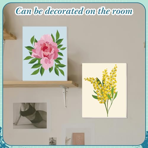 Engrowtic 12 Pcs 8 x 10'' Flower Pre Drawn Canvas to Paint Pre Printed Sketched Canvas for Adult Ladies Paint Art Party Favor Board Set for Craft(Cream Style) - style: Cream Style