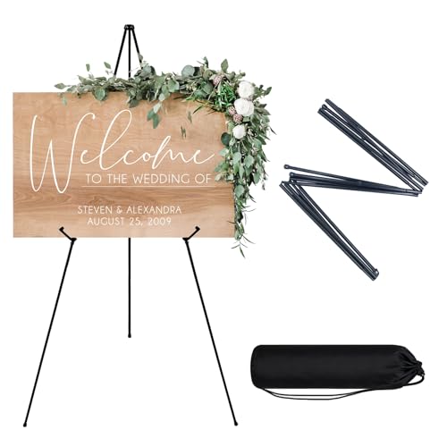 JEAWIWI 1 PCS Black Lightweight Easel Stand, 66 Inch Portable Display Easel for Posters, Foam Boards, Signs, Art Displays & Indoor Events with Carry Bags - color: Black, size: 1 PCS