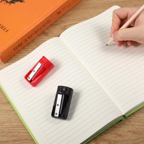 6Pcs Carpenter Pencil Sharpener, Manual Portable Woodworking Pencil Sharpeners Narrow Sharpening Tool for Woodworking Travel School Office Woodworkers Craft Enthusiasts(Red, Black)