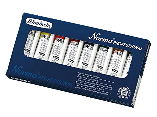 Schmincke - Norma®, finest artist oil colors basic assortment, 8 x 20 ml, 71 108 097, cardboard set, modern, environmentally conscious formulated oil color, oil painting - size: 0.68 Fl Oz (Pack of 8)