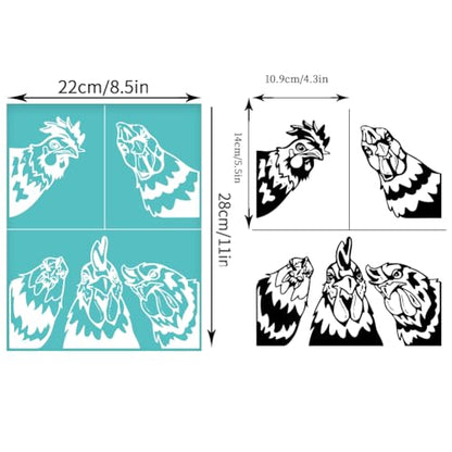 2 Sheets Chicken Pattern Silkscreen Stencil, Farm Animal Painting Stencils Templates Reusable Self-Adhesive Silk Screen Printing for Wall Border Wood Fabric Home Craft Decor - style: Farm Animal
