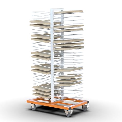 Tredre 50 Shelves Paint Drying Rack with 4 Casters for Cabinet & Full-Size Doors, Art Studio – Space-Saving, Movable, 2.1" Shelf Spacing & 25lbs Capacity per Shelf - color: 50-tier Rack