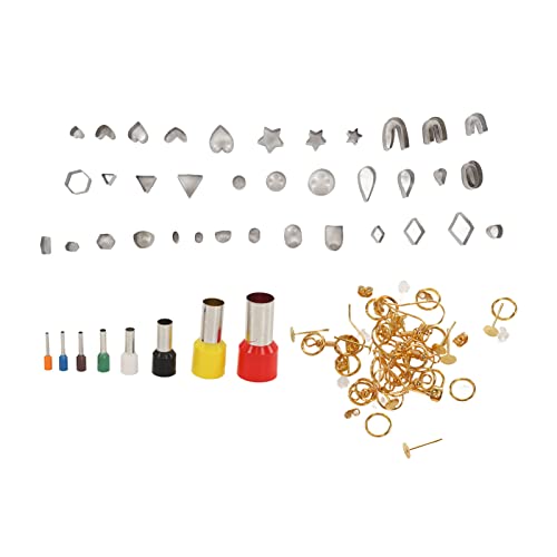 PinzqTrading Polymer Clay Earring Kit with 36 Stainless Steel Shape Cutters, 40 Round Cutters, 60 Earring Findings, DIY Jewelry Making Set for Beginners and Crafters