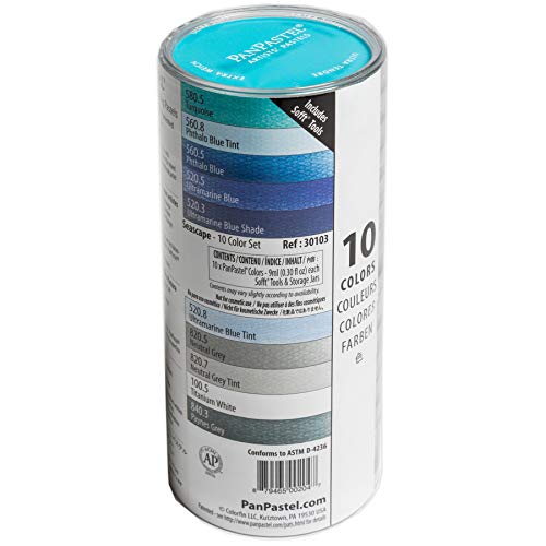 PanPastel Artist Pastels by GOLDEN, Seascape Set, 10 Color, Professional Artist Pastels, Unique Pan Format (cake-like) - style: Violet and Blue