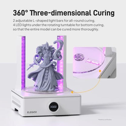 ELEGOO Mercury XS Bundle, Wash and Cure Machine for Large Resin 3D Printed Models, Compatible with Saturn and Mars LCD 3D Printers, with a Handheld UV Lamp - style: Mercury XS Bundle-L