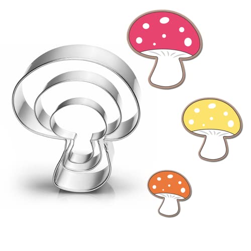 Mushroom Cookie Cutter Set-Size 3.3" 2.7" 2.2" -3-Pieces-Cookie Cutters Fondant Biscui Cutters